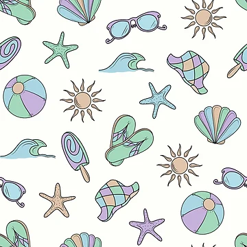 Artwork thumbnail, Beach Life Spring Time Pattern by CreativeDraws42