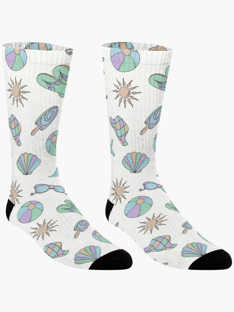 Thumbnail 3 of 5, Socks, Beach Life Spring Time Pattern designed and sold by CreativeDraws42.