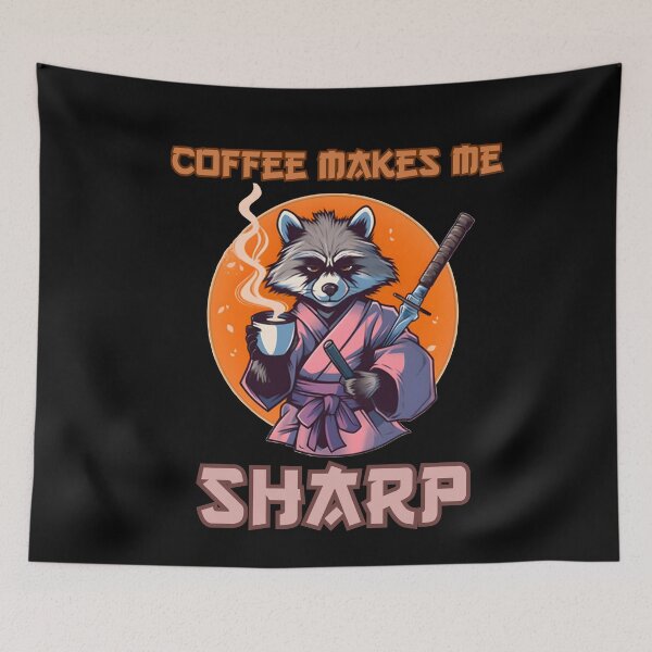 Item preview, Coffee makes me sharp raccoon designed and sold by DarkwoodLab.