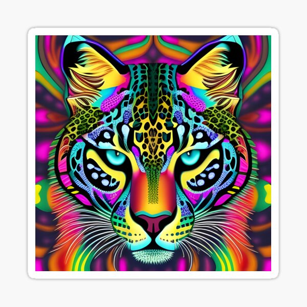 Neon Leopard Sticker