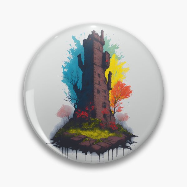 Item preview, Colurful Lost Medieval Tower at Sea designed and sold by neonbloodart.