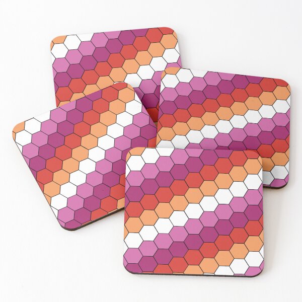Item preview, Lesbian Pride Flag Hexagon Pattern tiling designed and sold by TheirChoice.