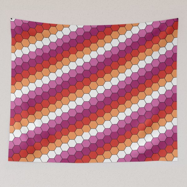 Item preview, Lesbian Pride Flag Hexagon Pattern tiling designed and sold by TheirChoice.