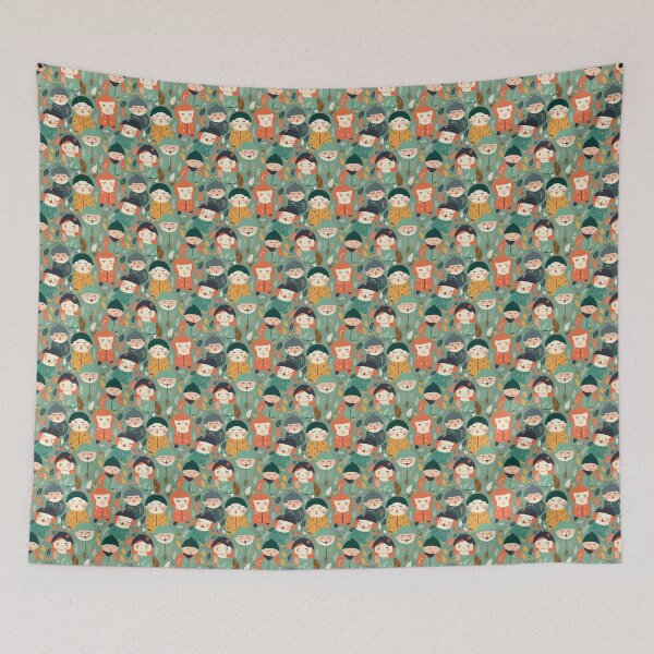 Item preview, Playful Garden: A Green Delight of Smiling Cartoon Children designed and sold by soulfulfaces.
