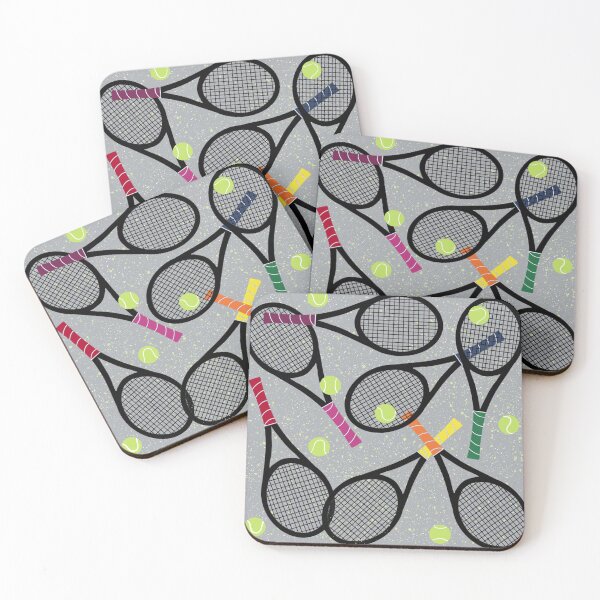 Item preview, Rainbow tennis racket grips on gray designed and sold by ArtbyCouture.