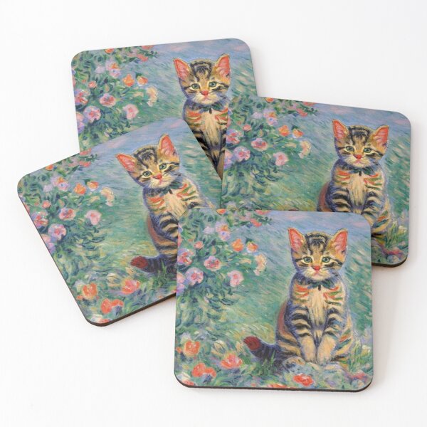 Item preview, Claude Monet Art Remake Design Art Monet Water Lillies Cute Cat designed and sold by CandyDroidMerch.