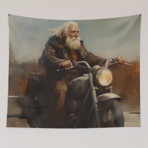 Item preview, Old man rides a motorcycle 1 designed and sold by hhh-art.