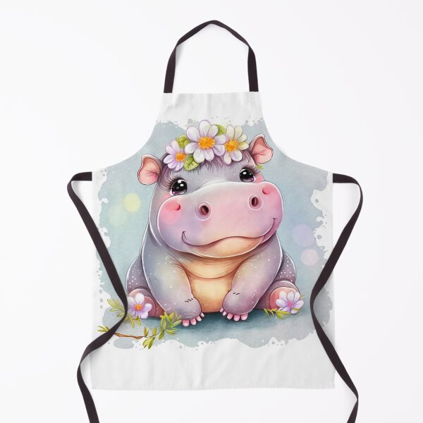 Item preview, Adorable Cute Girl Hippo digital print wall art decor image watercolor design designed and sold by adlydesigns.