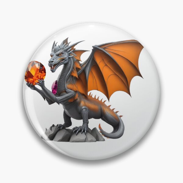Item preview, Gray & Orange Dragon with Fiery Jewel (large) designed and sold by RADRussell.