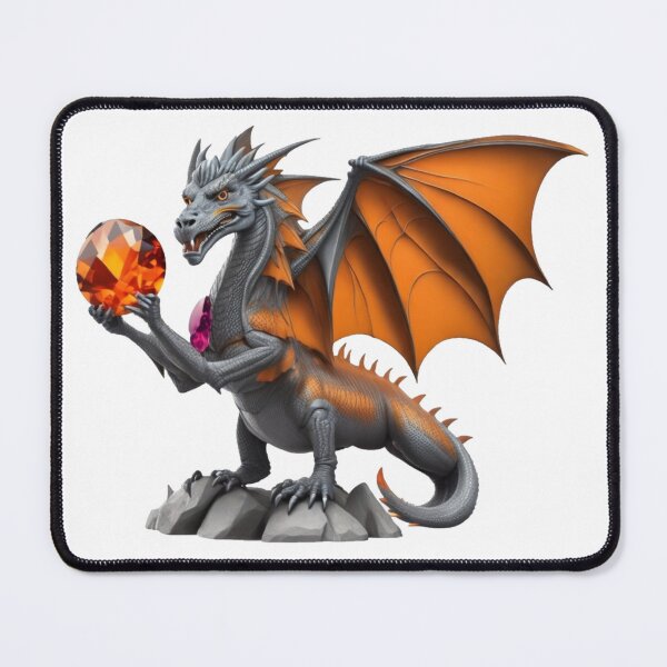 Item preview, Gray & Orange Dragon with Fiery Jewel (large) designed and sold by RADRussell.