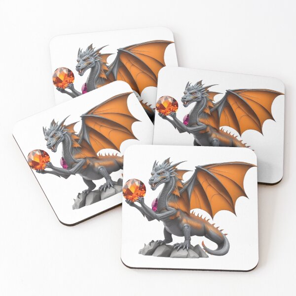 Item preview, Gray & Orange Dragon with Fiery Jewel (large) designed and sold by RADRussell.