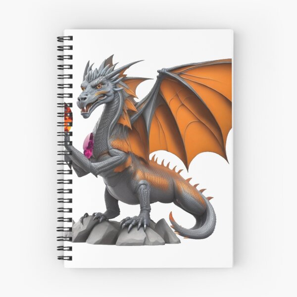 Item preview, Gray & Orange Dragon with Fiery Jewel (large) designed and sold by RADRussell.