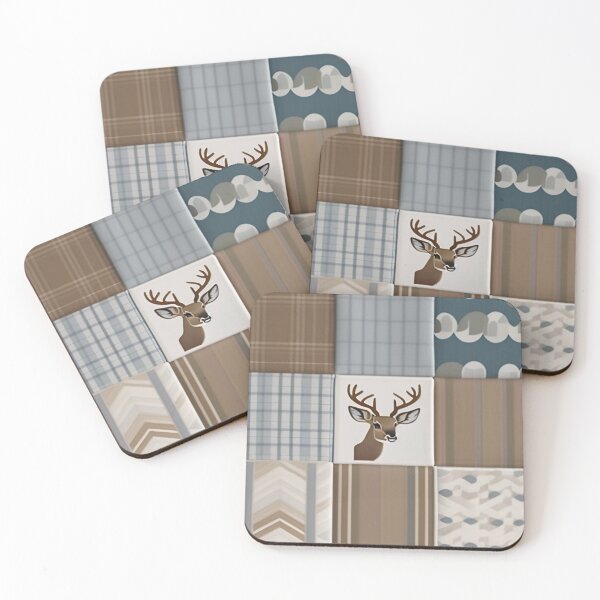 Item preview, Deer Patchwork - Rustic Neutrals designed and sold by Turkdesigner.
