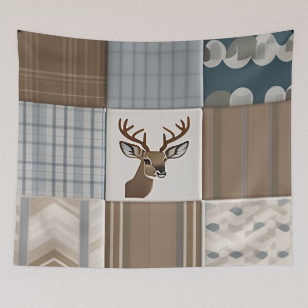 Item preview, Deer Patchwork - Rustic Neutrals designed and sold by Turkdesigner.