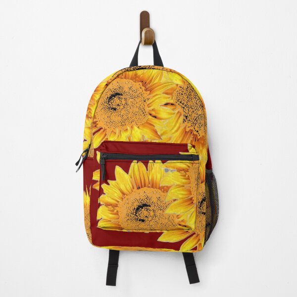 Item preview, YELLOW SUNFLOWER PATTERNS MAROON ART designed and sold by sharlesart.