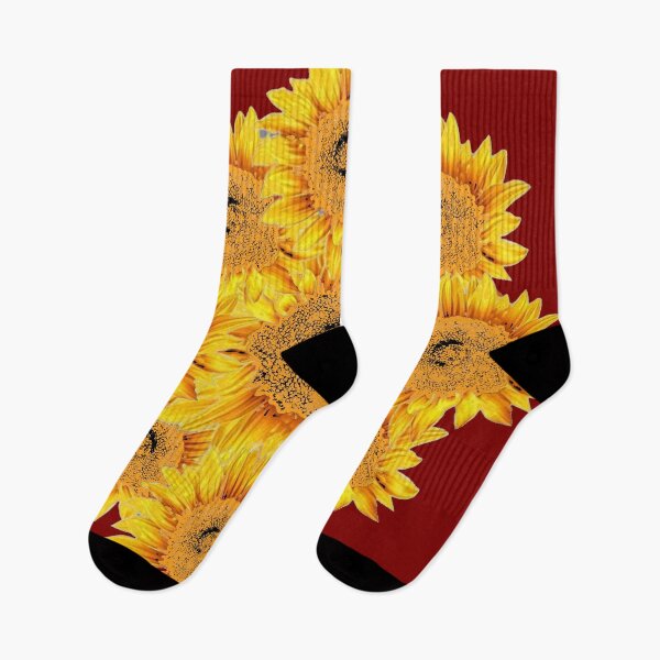 Item preview, YELLOW SUNFLOWER PATTERNS MAROON ART designed and sold by sharlesart.