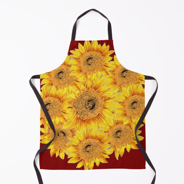 Item preview, YELLOW SUNFLOWER PATTERNS MAROON ART designed and sold by sharlesart.