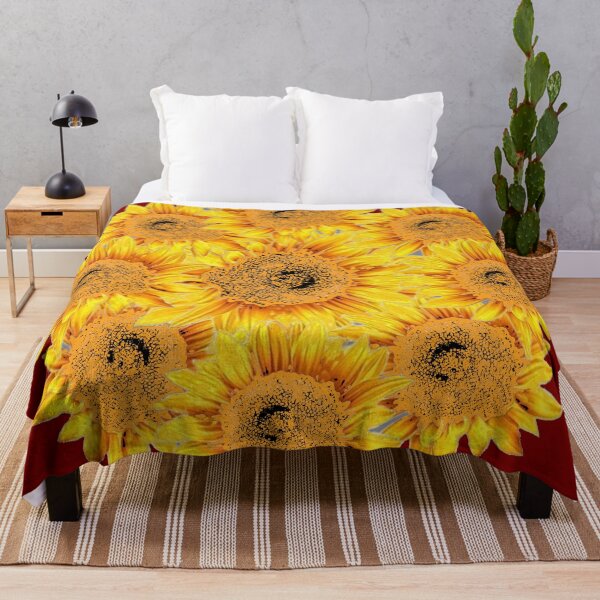 Item preview, YELLOW SUNFLOWER PATTERNS MAROON ART designed and sold by sharlesart.
