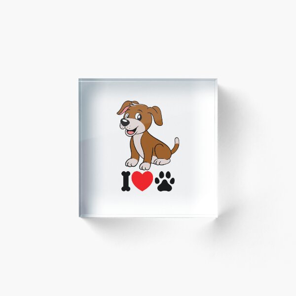 Aperçu de l'œuvre Adorable chien marron avec cœur, os et patte - I Love Paws créée et vendue par MADR1V.