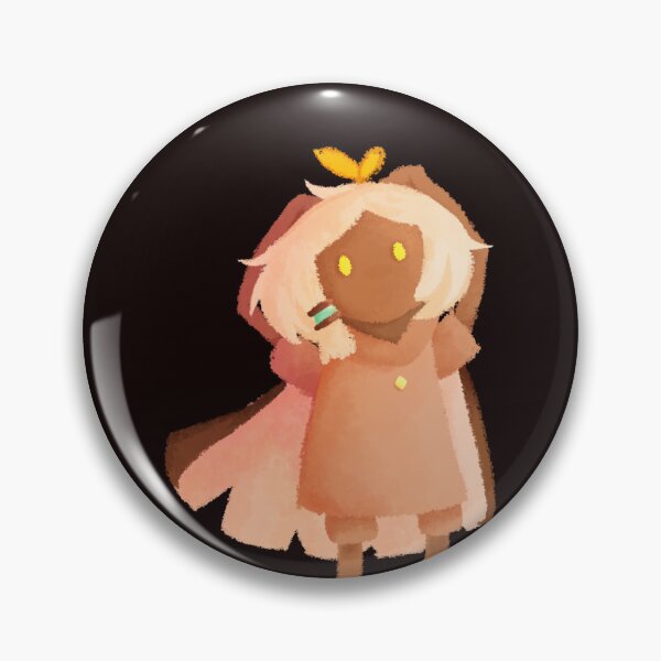 Item preview, A yellow butterfly rests on a lonely moth's head in daylight prairie (chibi) - Sky Children of the Light (black background)  designed and sold by NailBroken.