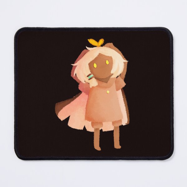 Item preview, A yellow butterfly rests on a lonely moth's head in daylight prairie (chibi) - Sky Children of the Light (black background)  designed and sold by NailBroken.