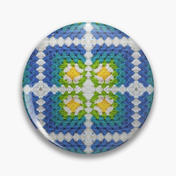 Item preview, Crochet Granny Square Pattern in Blue with Daisy Flowers designed and sold by Sasidenidesign.