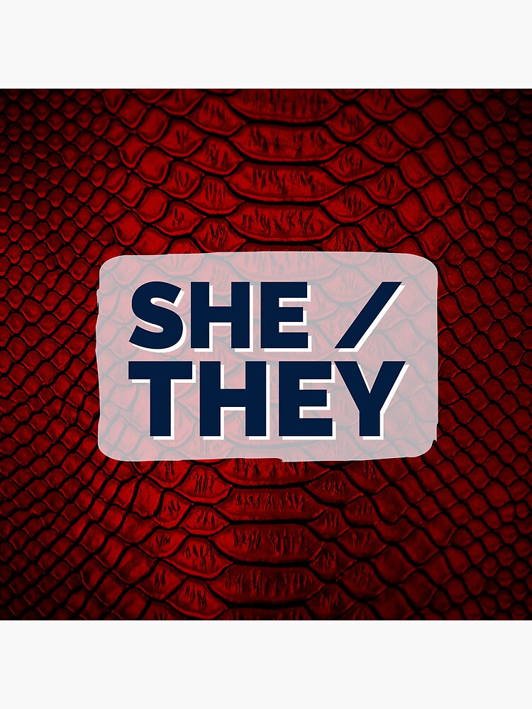 Disover She/They pronouns over red scales Canvas