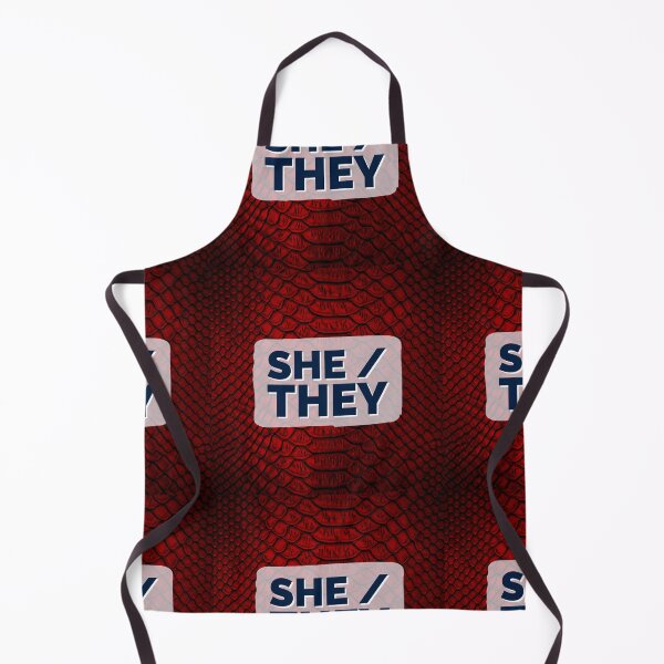 Item preview, She/They pronouns over red scales designed and sold by MxA19.