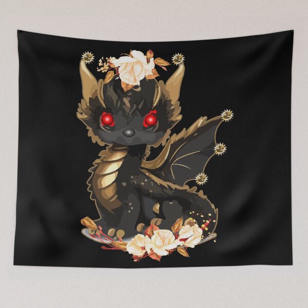 Item preview, Baby black dragon with roses designed and sold by Astralia.
