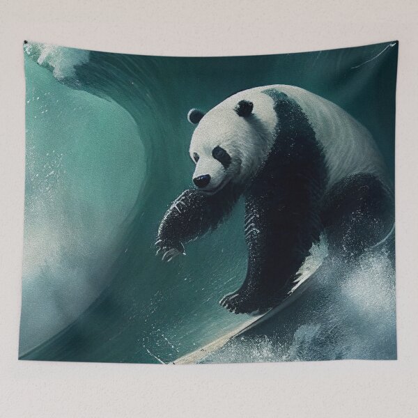 Item preview, Big rider white Panda surfing a giant wave in Nazare. designed and sold by paulo silveira.