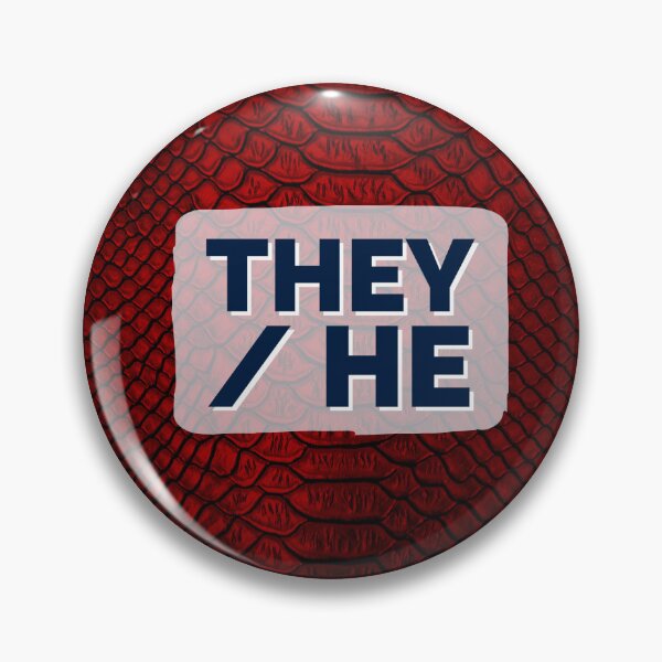 Item preview, They/he pronouns over red scales designed and sold by MxA19.