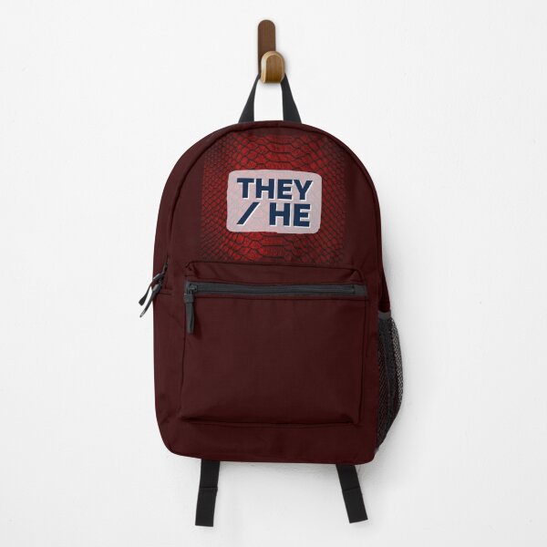 Item preview, They/he pronouns over red scales designed and sold by MxA19.