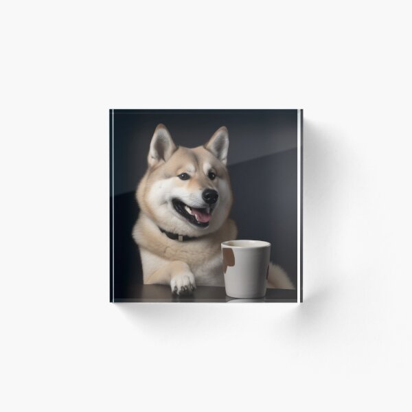 Item preview, Perky Pup: Adorable Akita Coffee Art for Caffeine Lovers designed and sold by ClawedCreations.