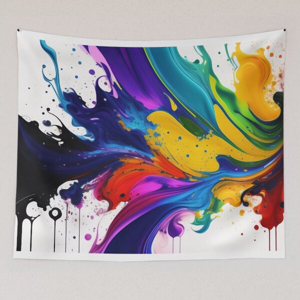 Item preview, Vibrant paint splash background image. Splashing wave of vibrant rainbow colors on a white background. designed and sold by Bookwyrm-Bazaar.