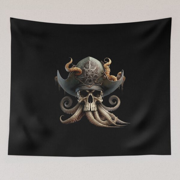 Item preview, SKULL BEARD DARK PIRATE HAT SHIP OCEAN SEA CARIBEAN OCTOPUS #ogirdor designed and sold by ogirdorgraphics.