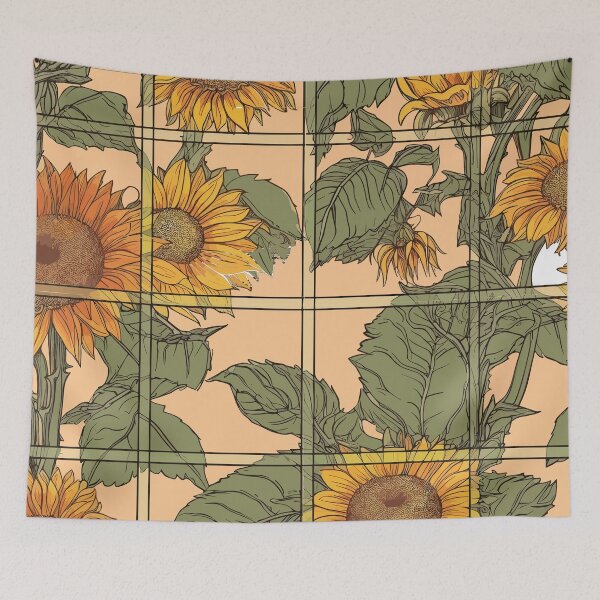 Item preview, Classic Sunflowers in Transparent Grids designed and sold by TopArtsy.