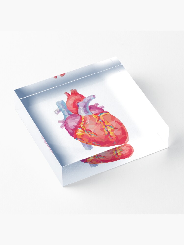 Alternate view of polygonal human heart illustration Acrylic Block