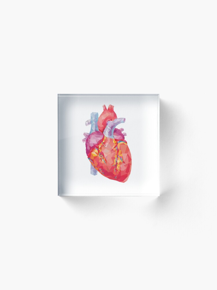 Alternate view of polygonal human heart illustration Acrylic Block
