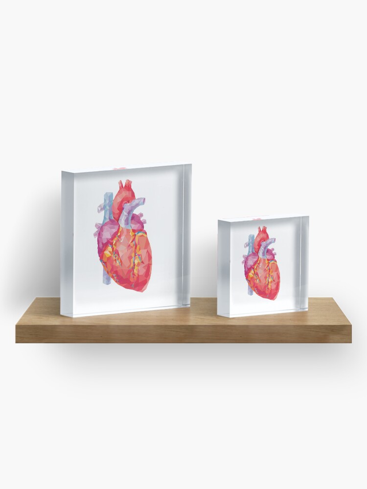 Alternate view of polygonal human heart illustration Acrylic Block