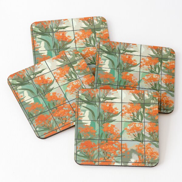 Item preview, Square Grids with Butterfly Weed Flowers designed and sold by TopArtsy.
