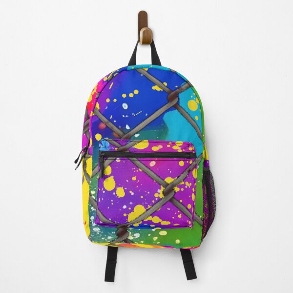Item preview, Abstract Paint Splatter behind Cyclone Fence designed and sold by calibrit.