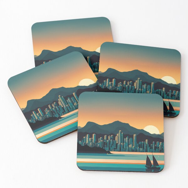Item preview, Retro Vancouver BC Canada Skyline Sunrise Horizon designed and sold by ImaginePrintsHQ.