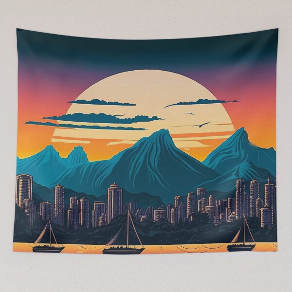 Item preview, Retro Vancouver BC Canada Skyline Sunset Horizon designed and sold by ImaginePrintsHQ.
