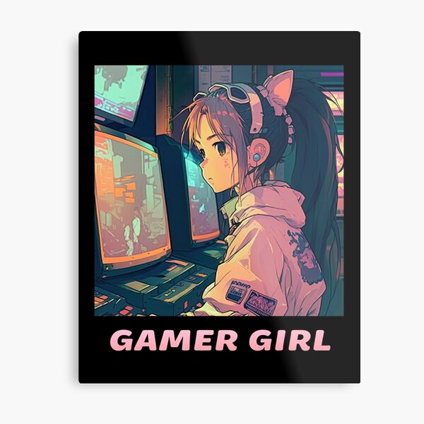 Gamer anime girl illustration wall art - TenStickers