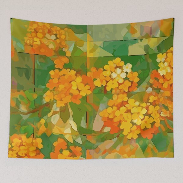 Item preview, Impressionist Grids with Lantana Flowers designed and sold by TopArtsy.