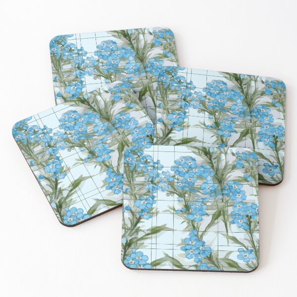 Item preview, Rectangle Grids with Forget-Me-Not Flowers designed and sold by TopArtsy.