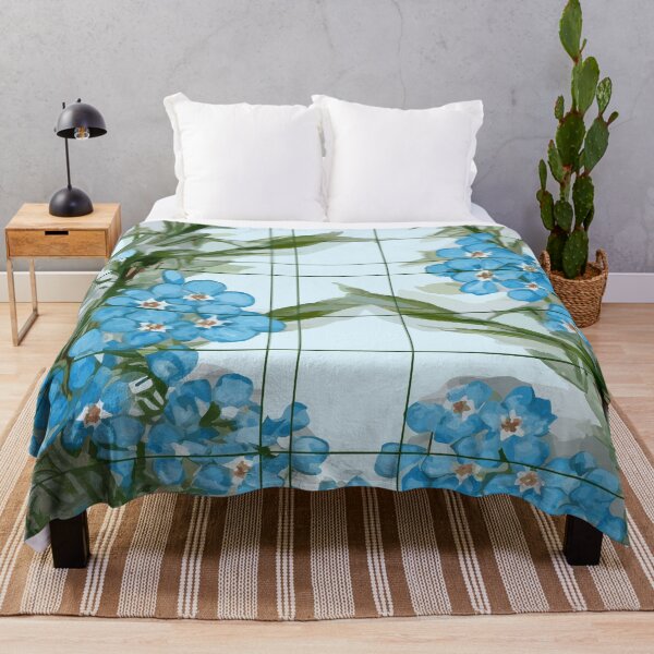 Item preview, Rectangle Grids with Forget-Me-Not Flowers designed and sold by TopArtsy.