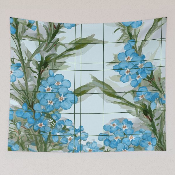 Item preview, Rectangle Grids with Forget-Me-Not Flowers designed and sold by TopArtsy.