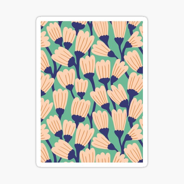 Item preview, Happy blossom flower pattern in salmon and green designed and sold by Nat Orona.