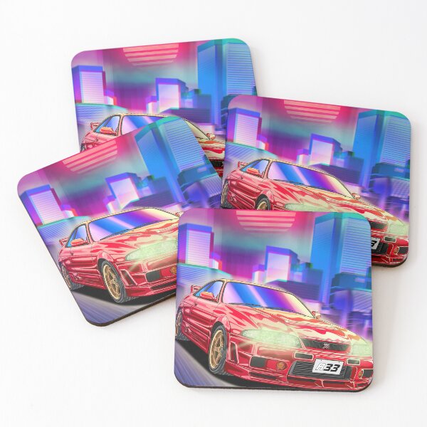 Item preview, Synthwave Red Nissan Skyline GT-R R33  designed and sold by JDM Guyvit.